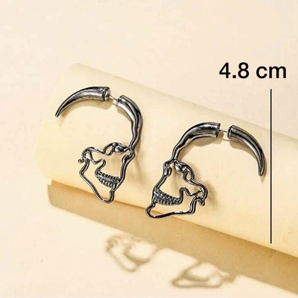 Any 4/$25! Gunmetal Skull Studs w/Push-on Jacket Backs Earrings - Picture 5 of 7